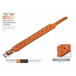 MASTIFF LEATHER COLLAR SHAPED LINED SEWN + STUDS